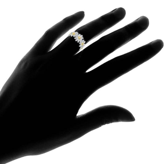 18K White Gold Plated Floral Sunflower Ring Made with Swarovski Crystals DailySale