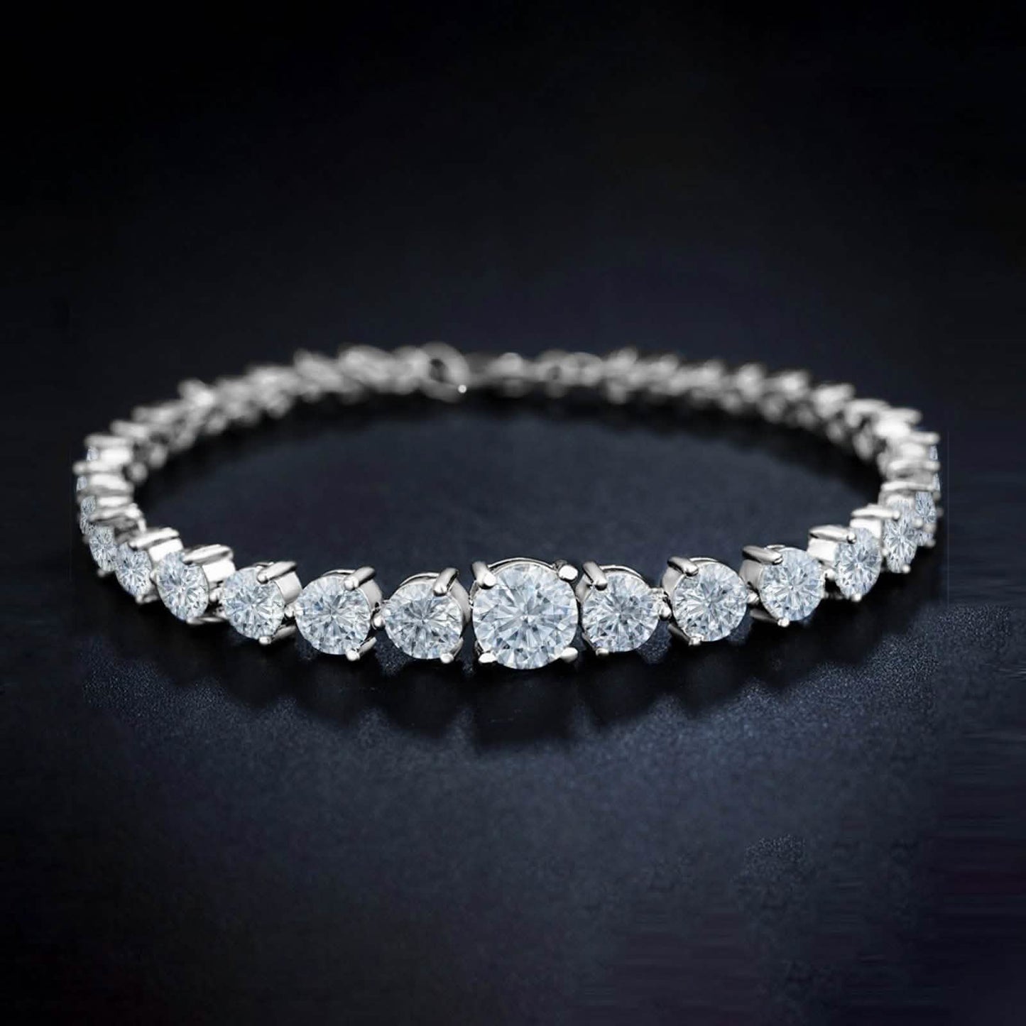 18K White Gold Plated Graduated Tennis Bracelet DailySale