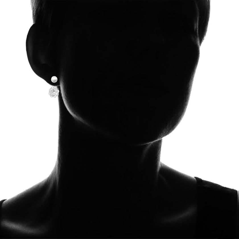 18K White Gold Plated Shell Pearl and Swarovski Elements Earrings DailySale