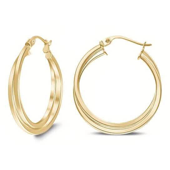 18K Yellow Gold Inter-Wind Hoop Earrings DailySale