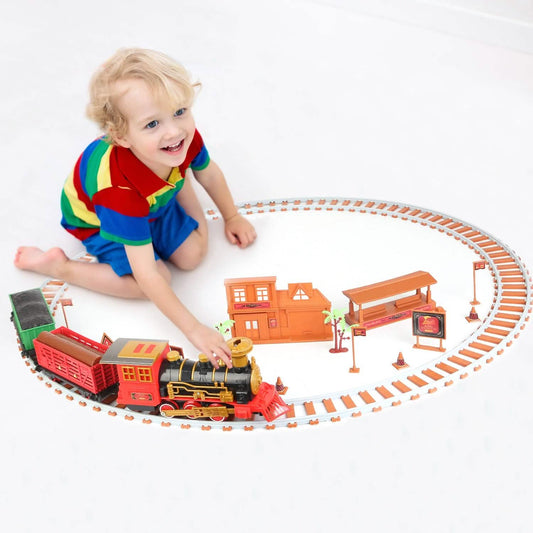 193-Piece: Electric Train Set Steam Locomotive Passenger Coach Coal Car Christmas Train DailySale