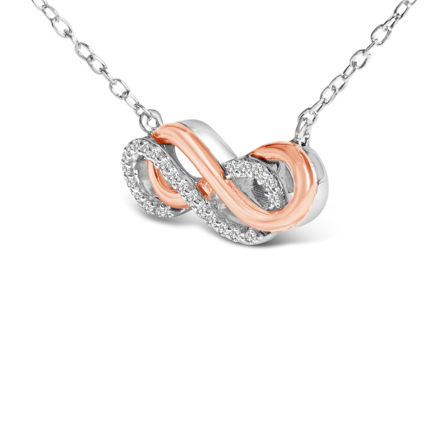 14K Rose Gold Plated Sterling Silver Diamond Accent Double Infinity Pendant Necklace Bids.com