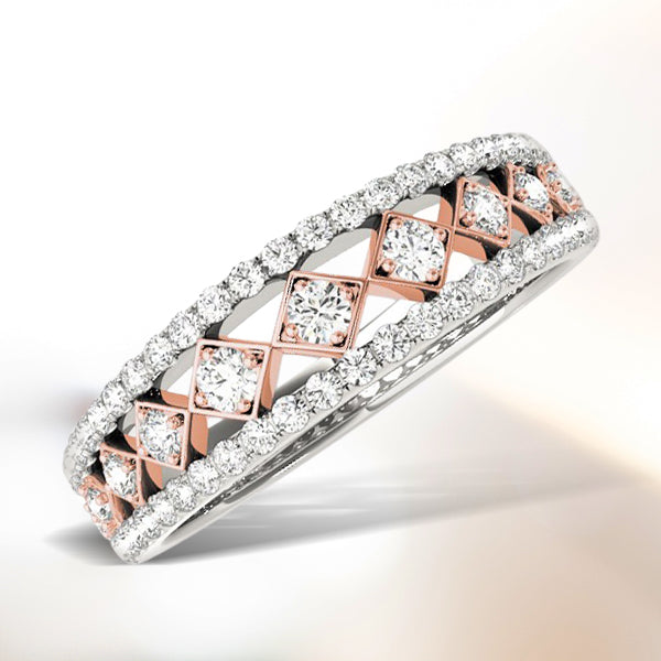 14k White And Rose Gold Diamond Band (3/8 cttw) Bids.com