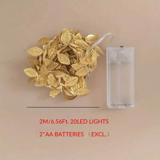 2 Meter 20 LED Simulation Golden Leaf Decoration String Lights DailySale