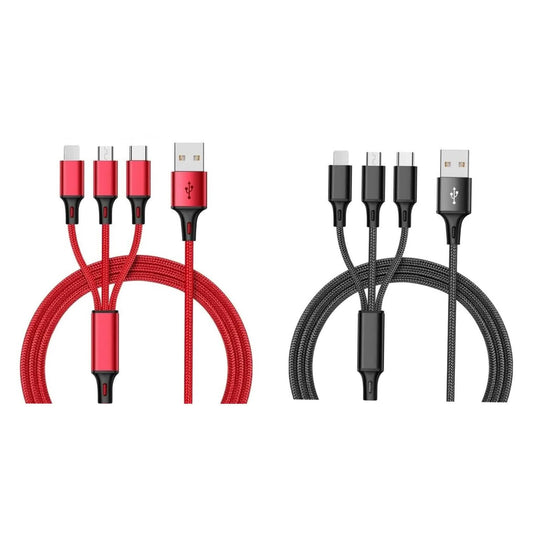 2-Pack: 3-in-1 Nylon Braided 4FT 3A Charging Cable DailySale