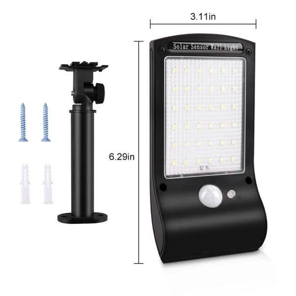 2-Pack: 36 LED Solar Powered Motion Sensor Wall Lamp DailySale