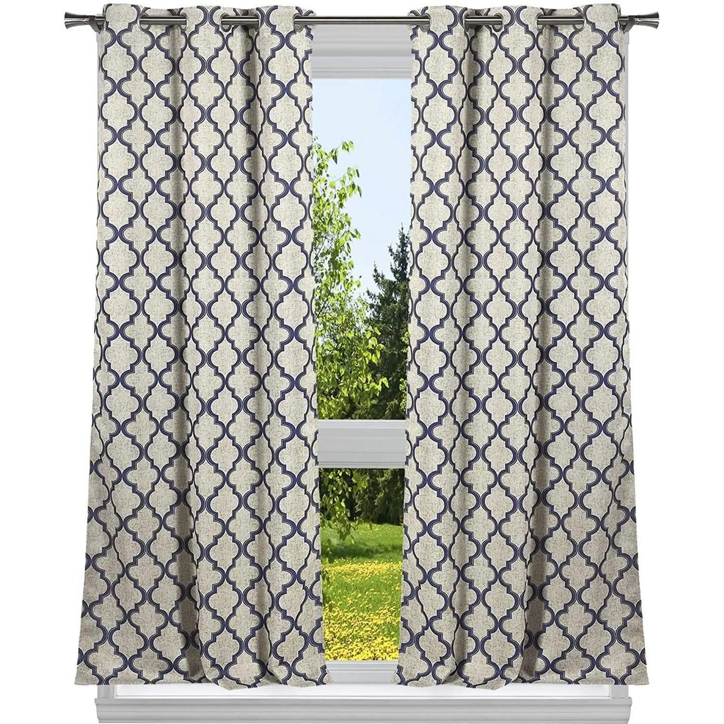 2-Pack: Heavy Geometric Blackout Grommet Window Curtain Pair Panel DailySale