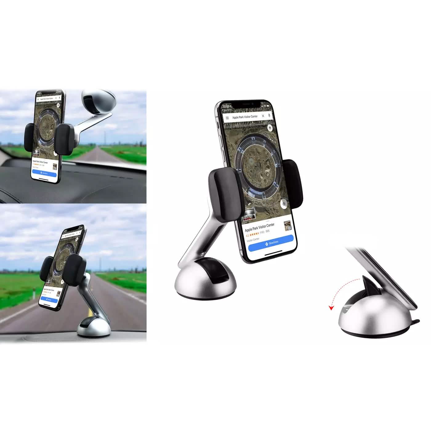 2-Pack: Long Clamp Car Mount Phone Holder for Dashboard and Windshield DailySale