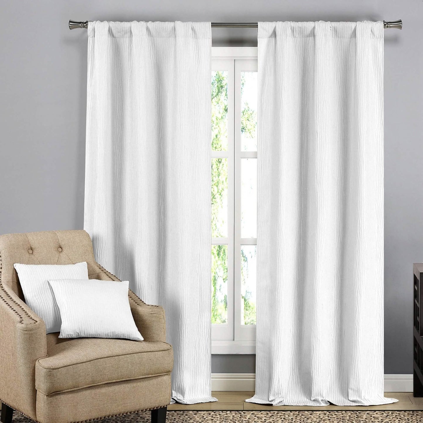 2-Pack: Solid Blackout Textured Curtain Panels with Decorative Pillow Covers DailySale