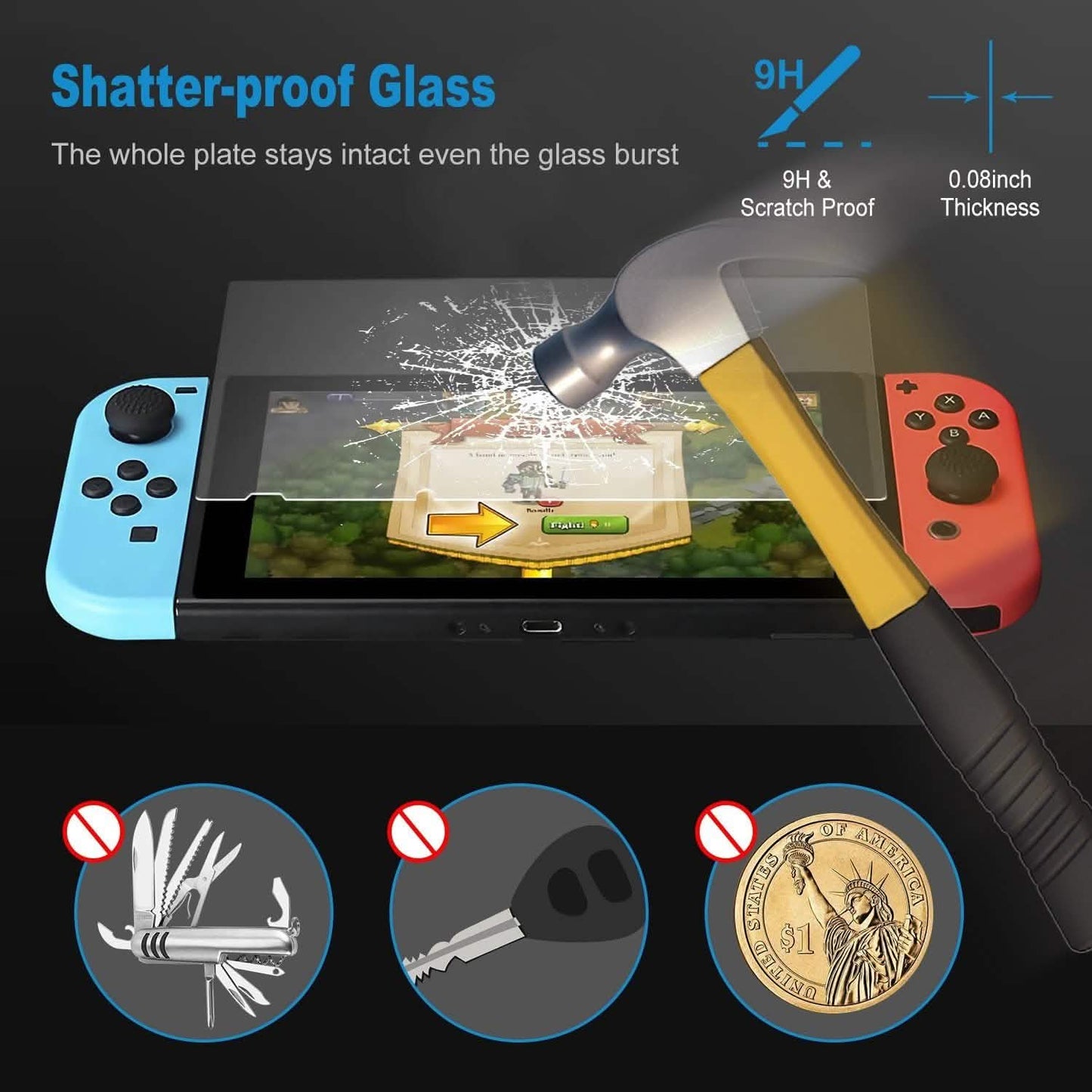 2-Pack: Tempered Glass Screen Protector for Nintendo Switch DailySale