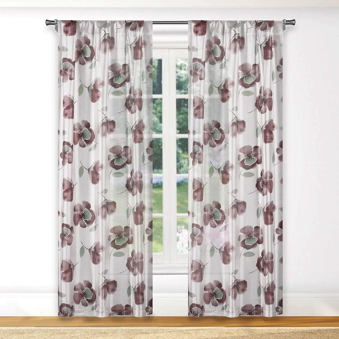 2-Piece: Floral Semi-Sheer Window Curtain Panel Set DailySale