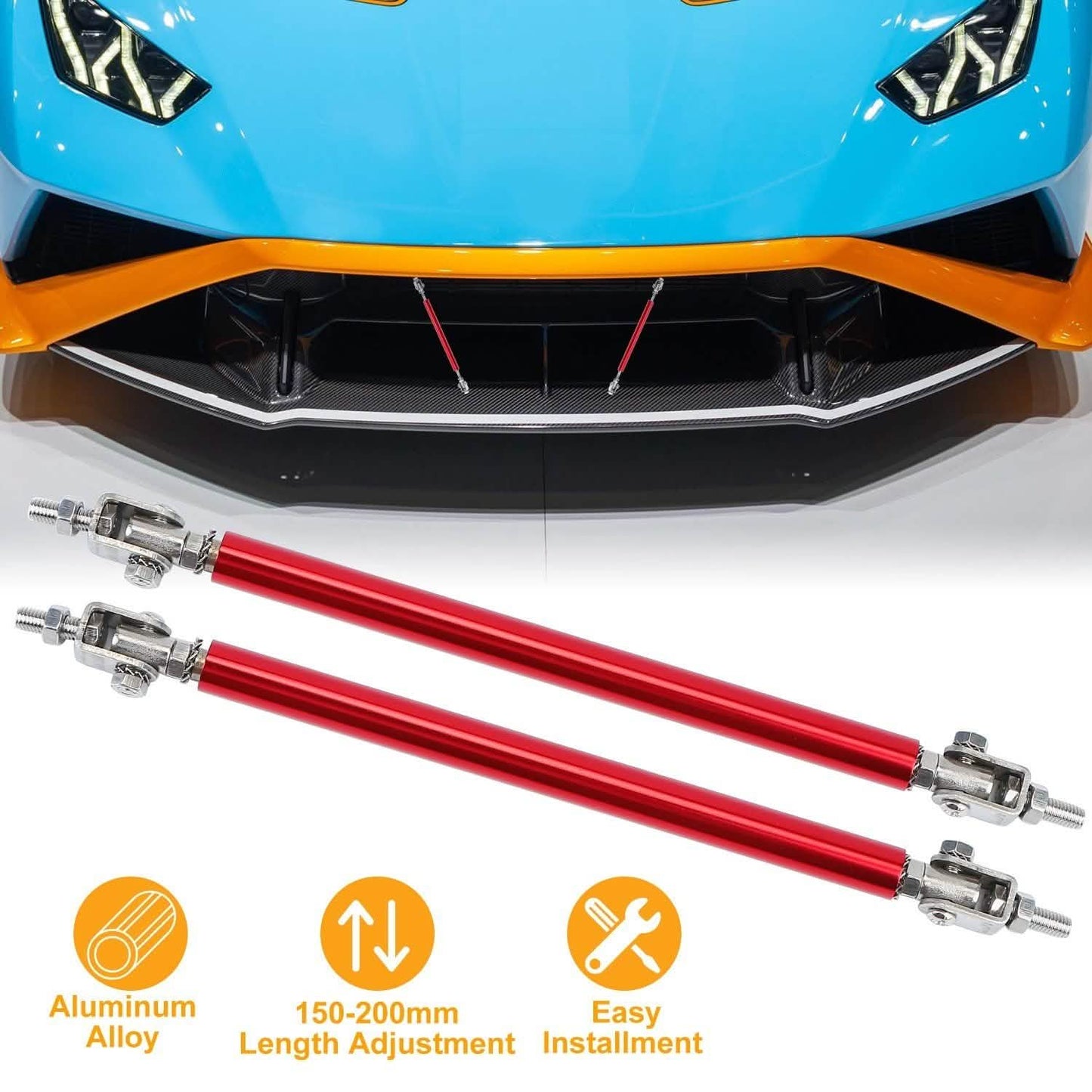 2-Piece: Front Bumper Lip Splitter Rod DailySale