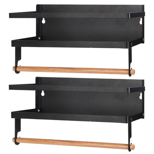 2-Piece: Magnetic Spice Racks for Refrigerator with Paper Towel Holder DailySale