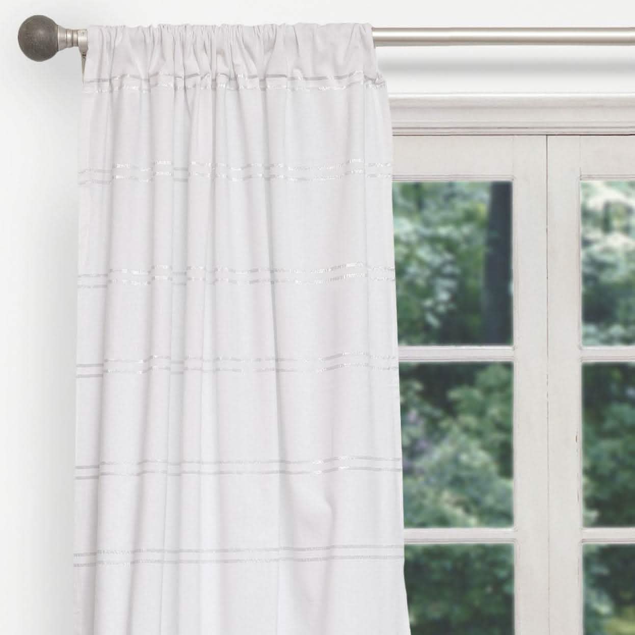 2-Piece Set: 100% Cotton Striped Pole Top Window Curtain Panel Pair DailySale