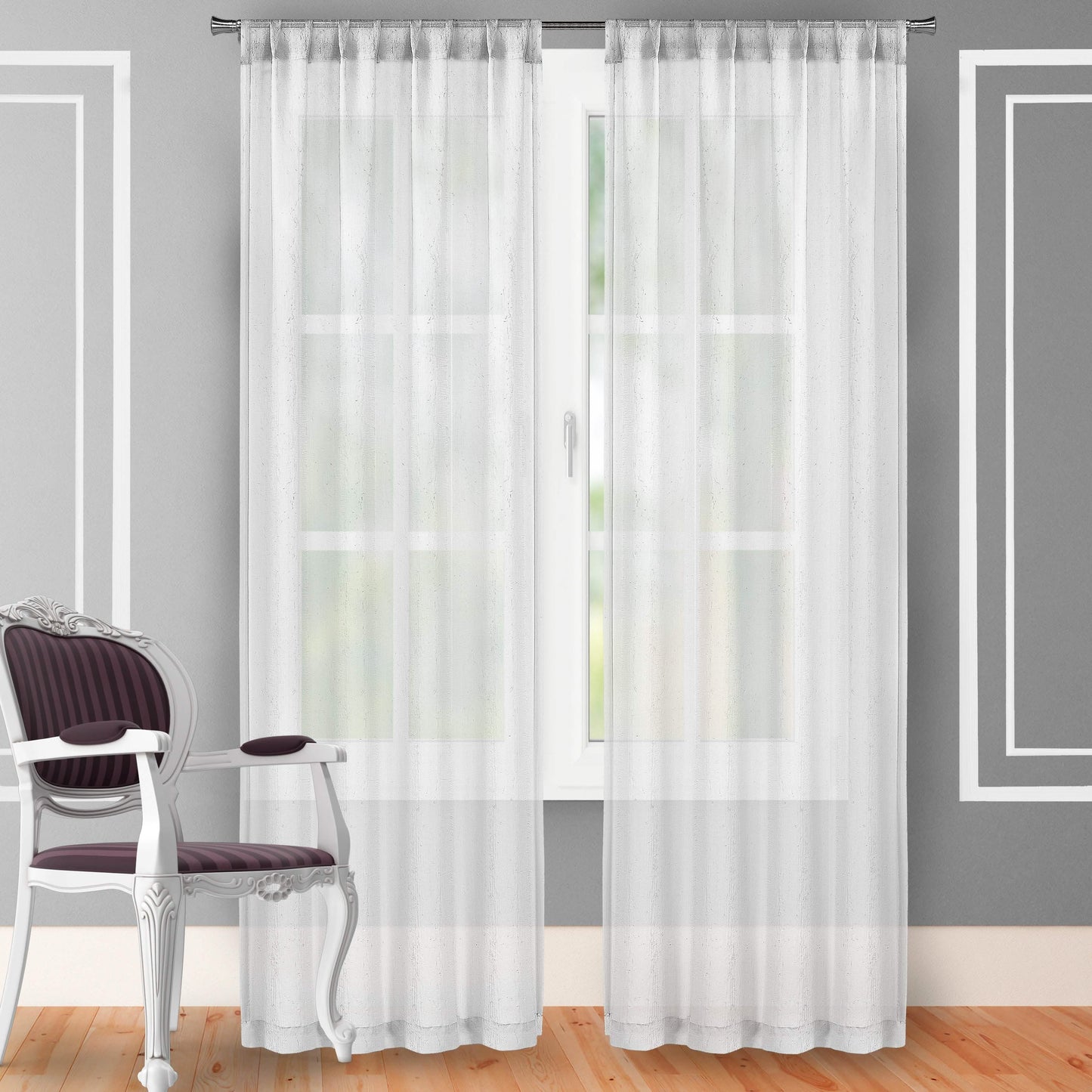 2-Piece Set: Crushed Semi-Sheer Fire Retardant Window Curtain DailySale