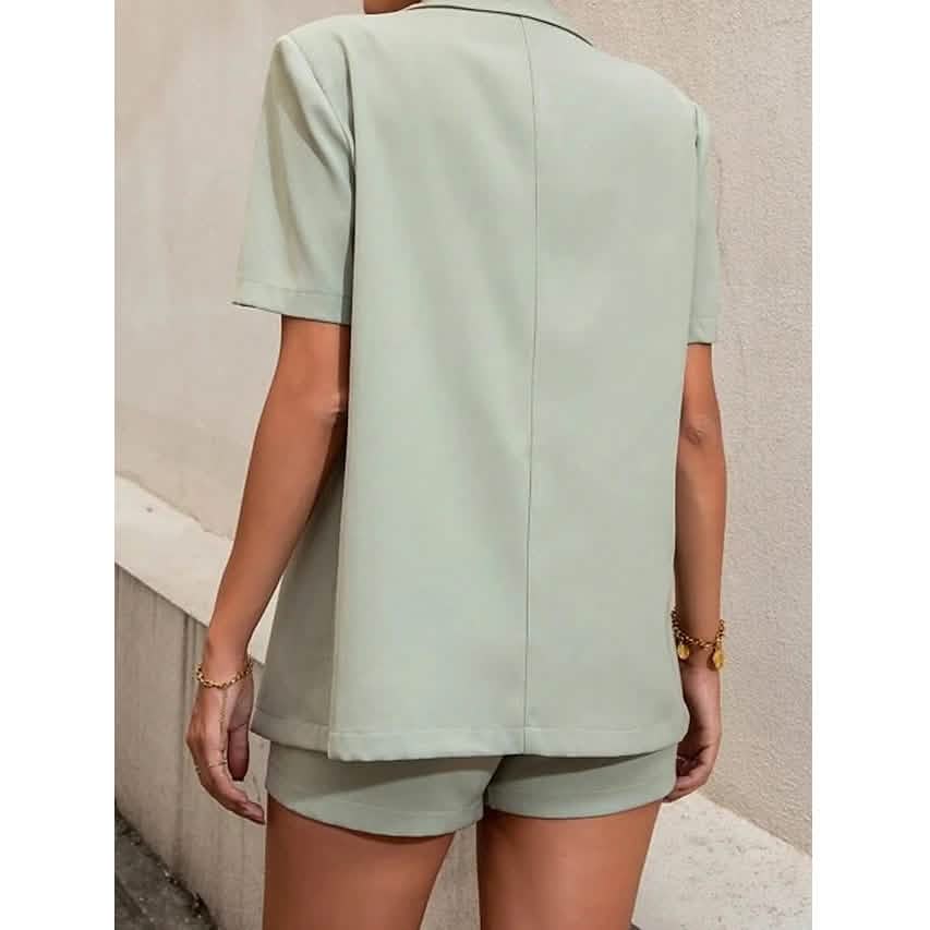 2-Piece Set: Women's Solid Color Blazer Shorts DailySale