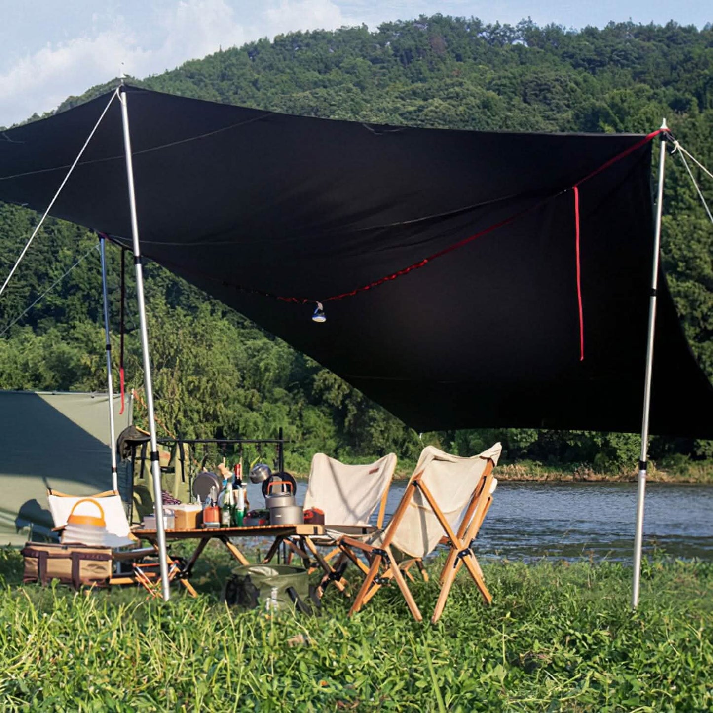 2-Piece: Telescoping Tarp Poles Portable Aluminum Awning Poles DailySale