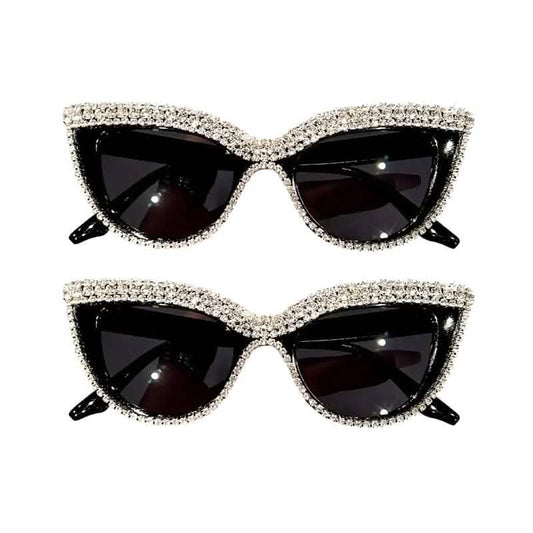 2-Pieces: Bling Rhinestone Cat Eye Sunglasses DailySale