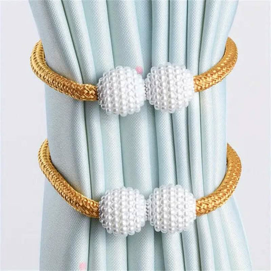 2-Pieces: Magnetic Curtain Tiebacks with Faux Pearls DailySale