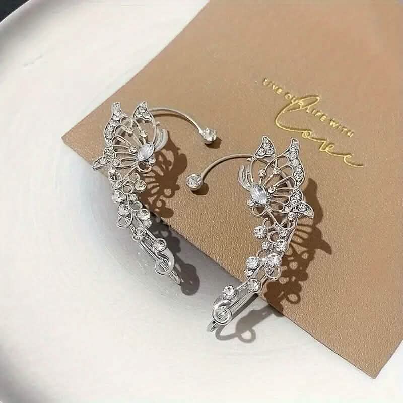 2-Pieces: Trendy Minimalist Style Hip Hop Hollow Butterfly Ear Climber DailySale