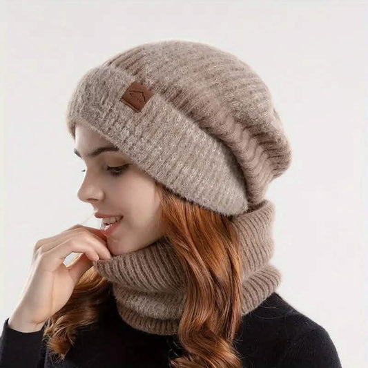 2-Pieces: Two-Tone Warm Knit Winter Hat DailySale