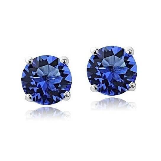 2.00 Cttw 18k White Gold Filled High Polish Finish Round Crystal Blue Stud Earrings DailySale