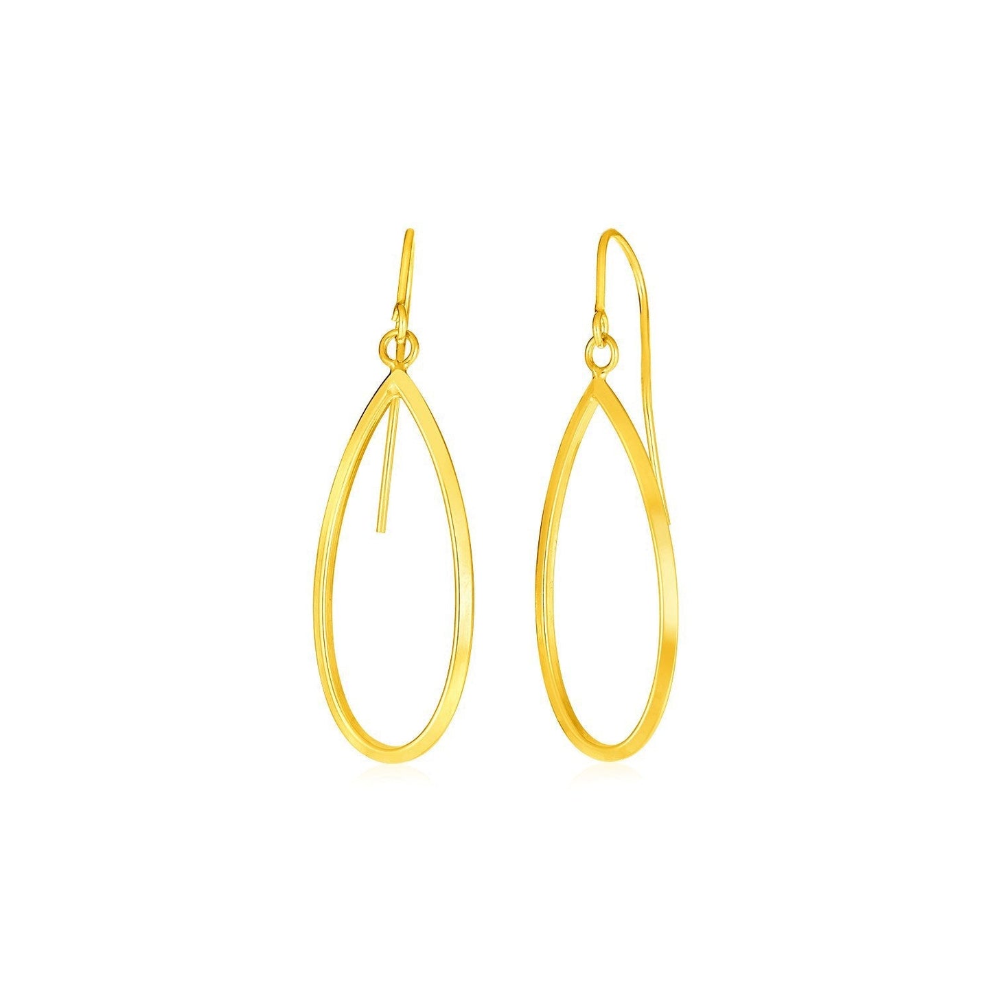 14k Yellow Gold Earrings with Polished Open Teardrop Dangles Bids.com
