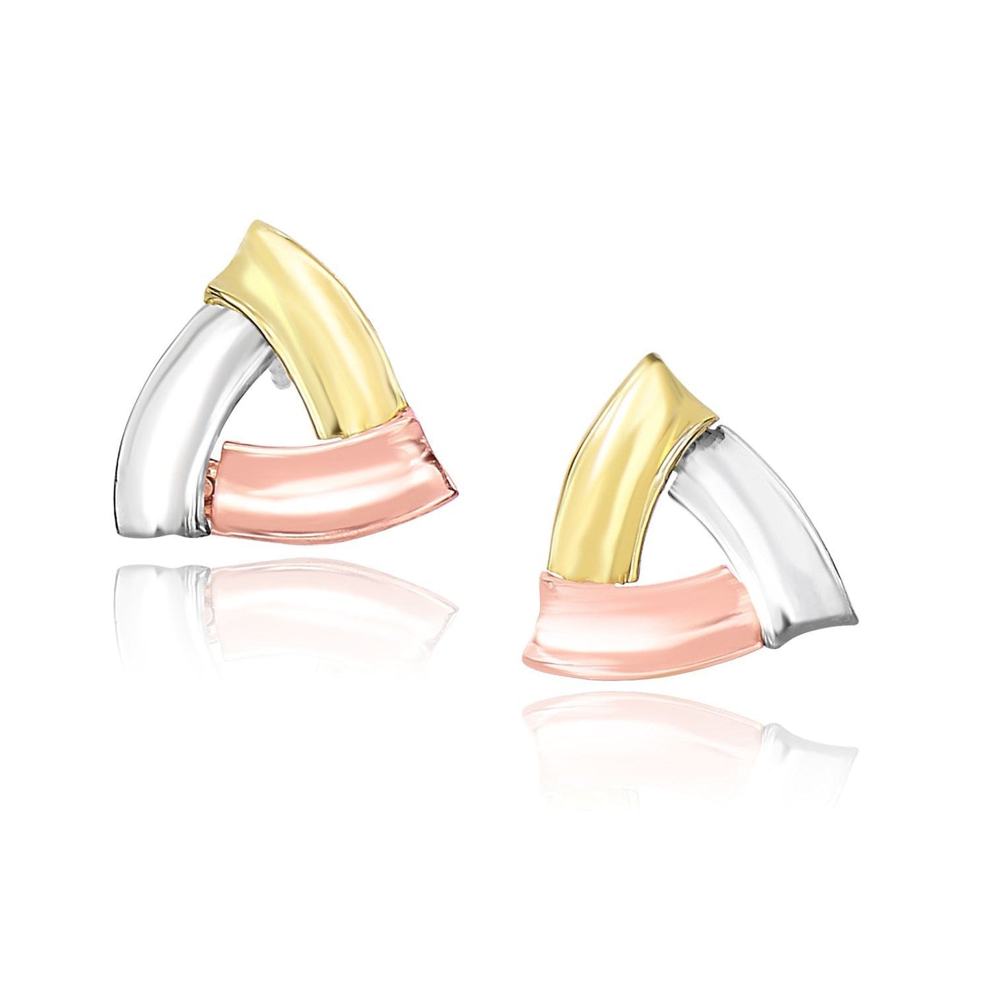 14k Tri-Color Gold Triangular Open Style Post Earrings Bids.com