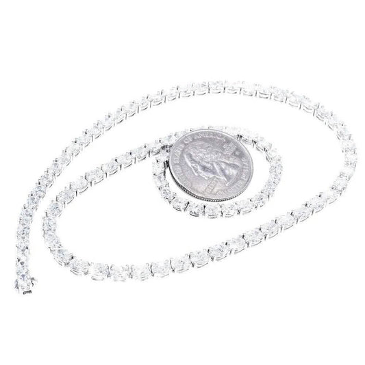 21.25CT Lab Grown Oval Diamond Graduated Tennis Necklace Platinum & 14K DailySale