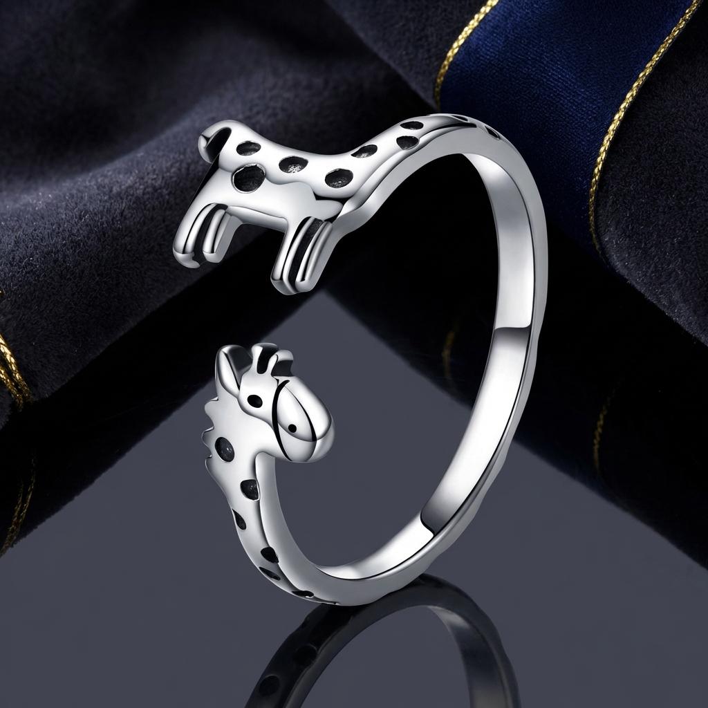 925 Sterling Silver Oxidized Giraffe Ring for Women Bids.com
