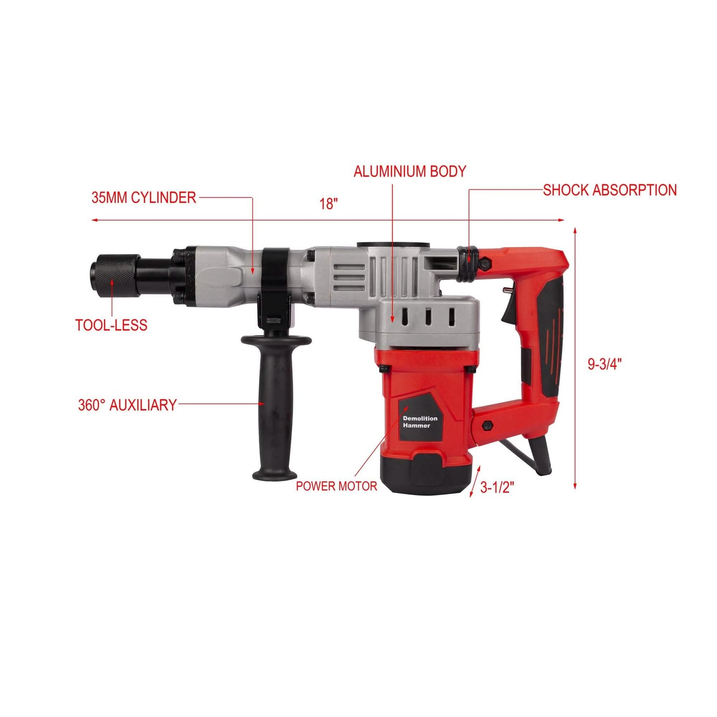 2200W Electric Demolition Jack Hammer Concrete Breaker Power Tool DailySale