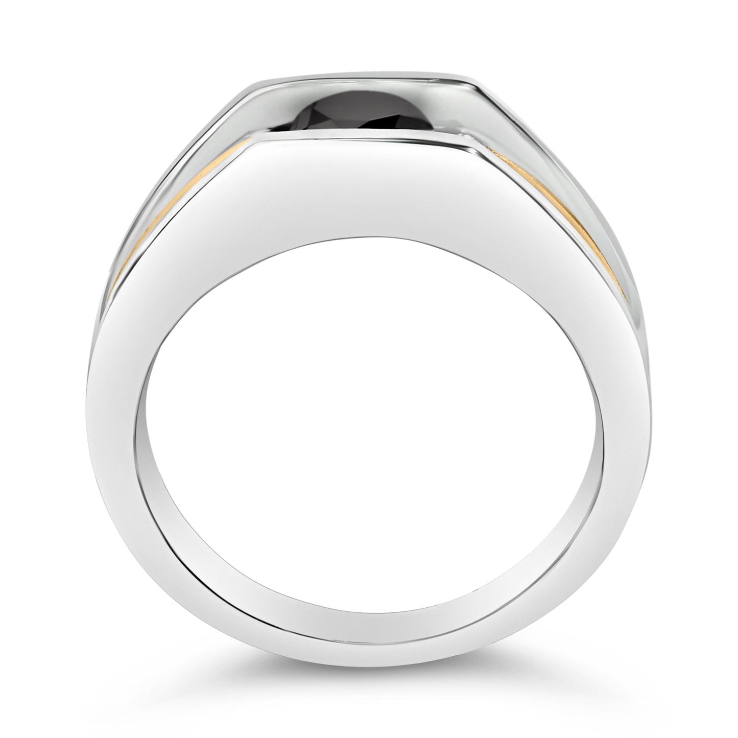 Men's 14K Yellow Gold Plated Sterling Silver 1.0 Cttw Round Black Diamond Band Ring Bids.com