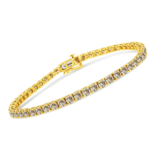 14K Yellow Gold Plated .925 Sterling Silver 8.0 Cttw Diamond Classic Link Tennis Bracelet (K-L Color, I2-I3 Clarity) - 7-1/4" Bids.com