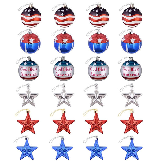 24-Pieces Set: Hanging Ornaments Ball Star Patriotic DailySale