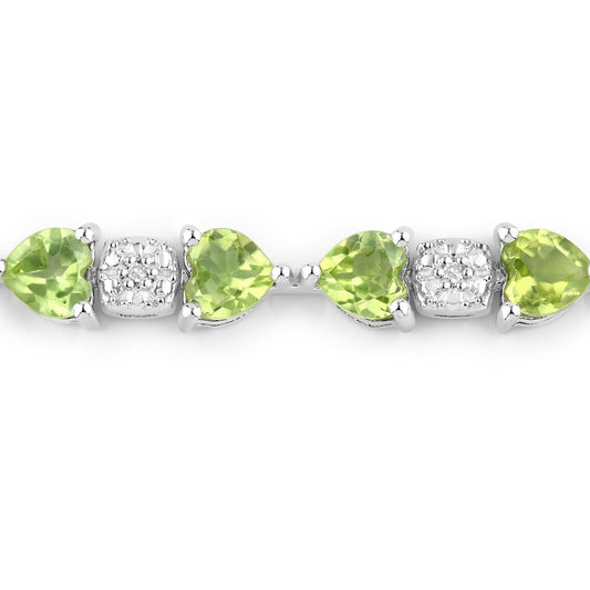9.78 Carat Genuine Peridot and White Diamond .925 Sterling Silver Bracelet Bids.com