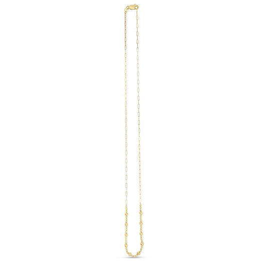 14k Yellow Gold Bead Paperclip Necklace Bids.com