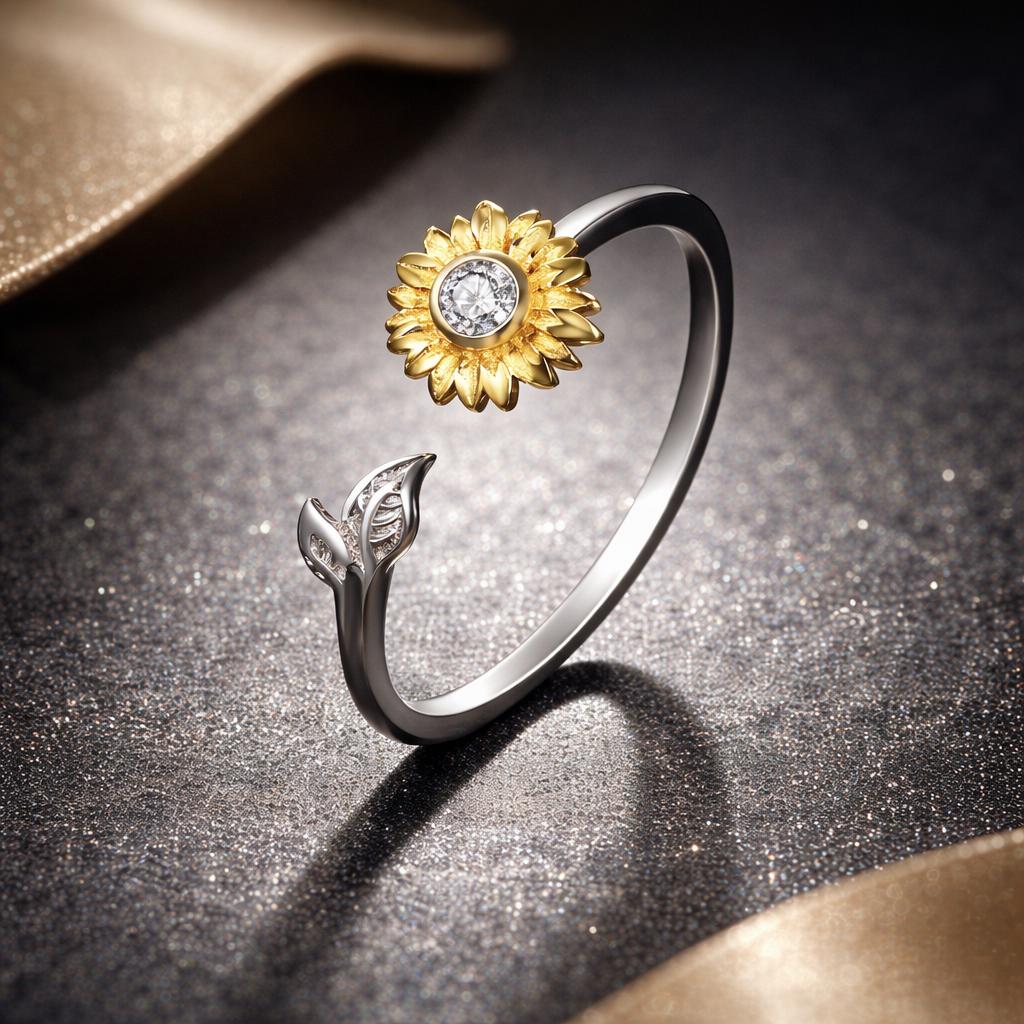 925 Sterling Silver Ring with Pavé Setting CZ, 0.1cm Width, Flower Design for Women Bids.com
