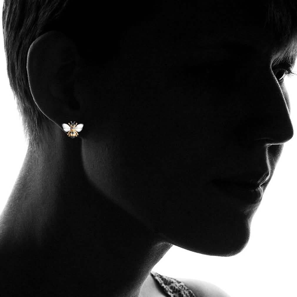 Tri-Tone Bumble Bee Stud Earrings Made with Swarovski Elements DailySale