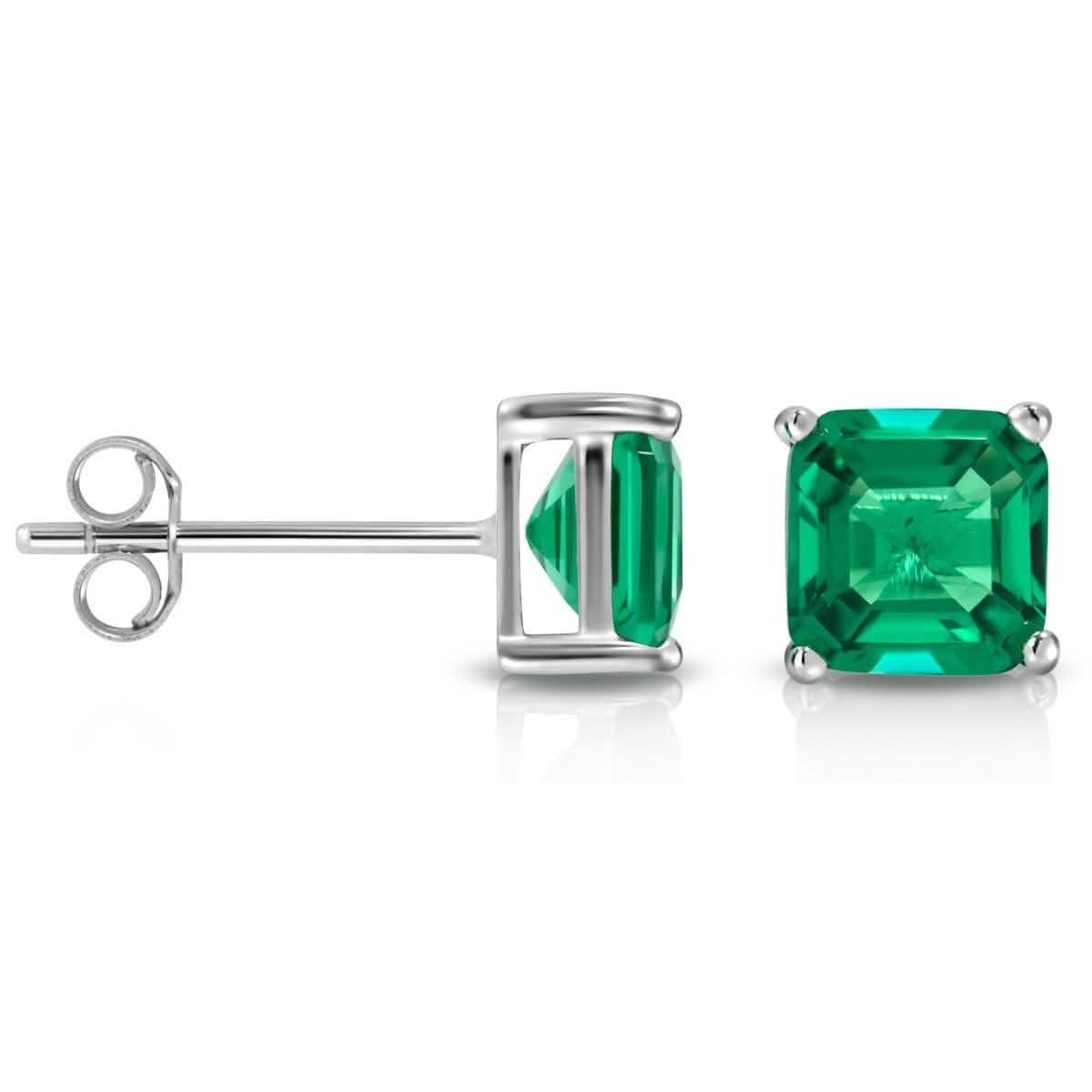 2CTW Created Emerald Asscher Cut Stud Earrings by MUIBLU Gems DailySale