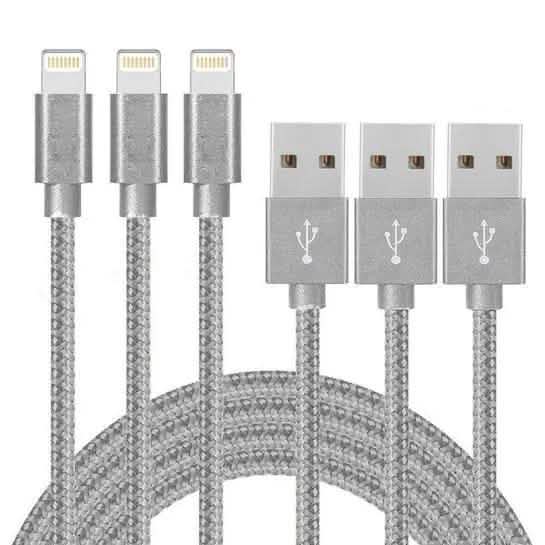 3-Pack: 10 Foot Braided Lightning Cables DailySale