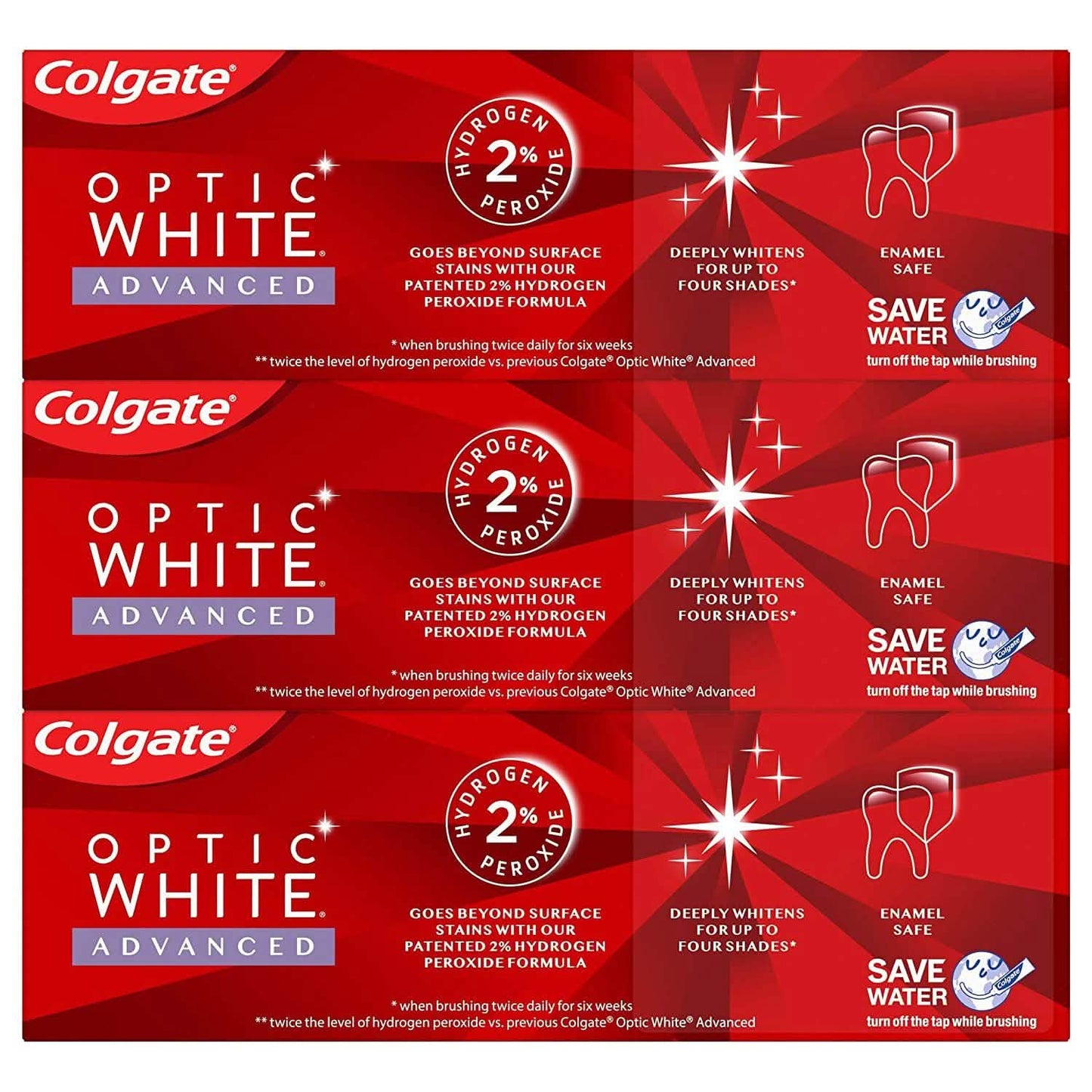 3-Pack: Colgate Optic White Advanced Teeth Whitening Toothpaste DailySale