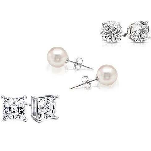 3-Pack: Crystal and Pearl Studs Earring Set DailySale