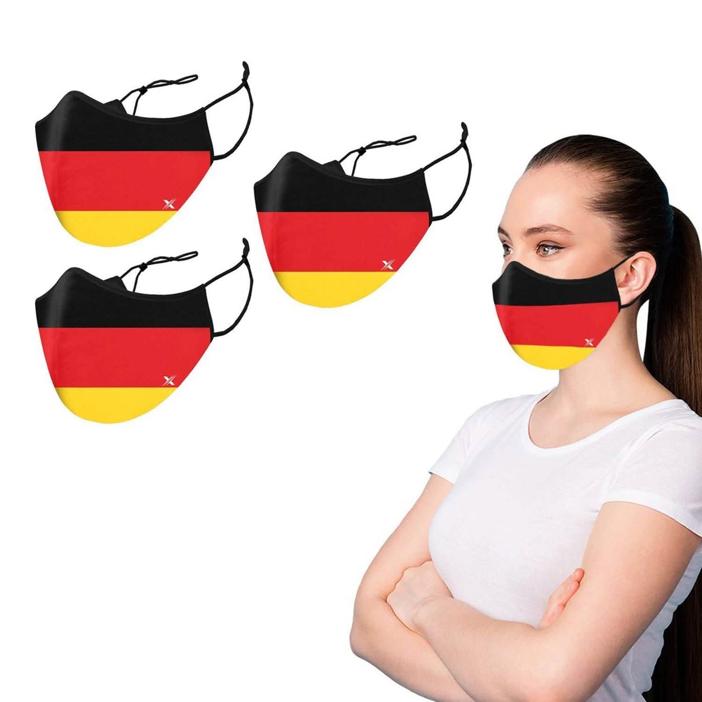 3-Pack: Germany Flag Double Layered Reusable Mask With Adjustable Loops DailySale