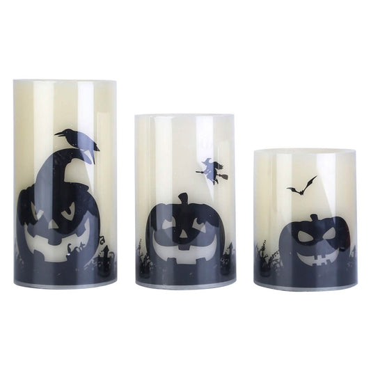 3-Pack: Halloween Battery Operated Flameless Candle Lamp with Timer Setting DailySale