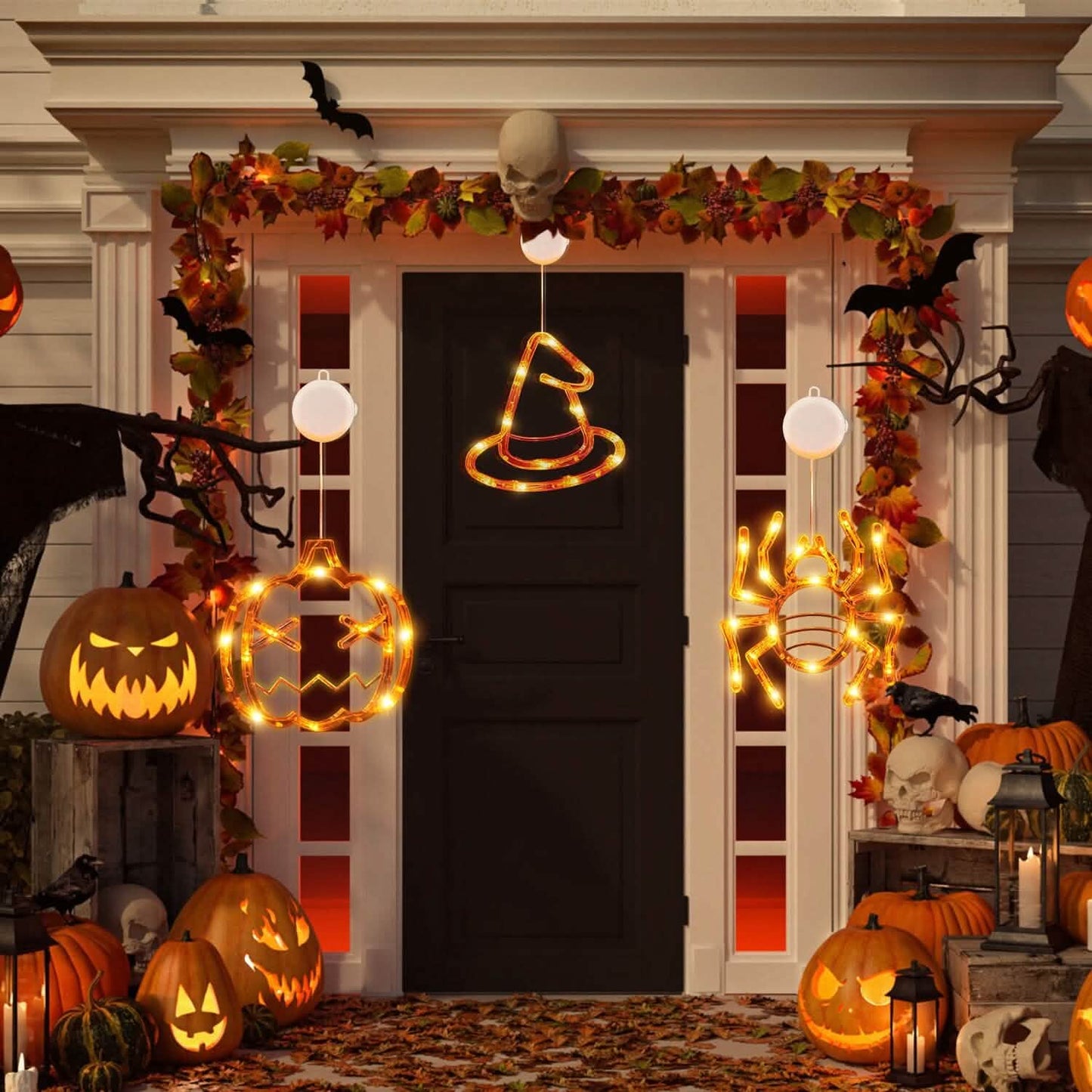 3-Pack: Halloween Window Light with Suction Cup Hanging Holes DailySale
