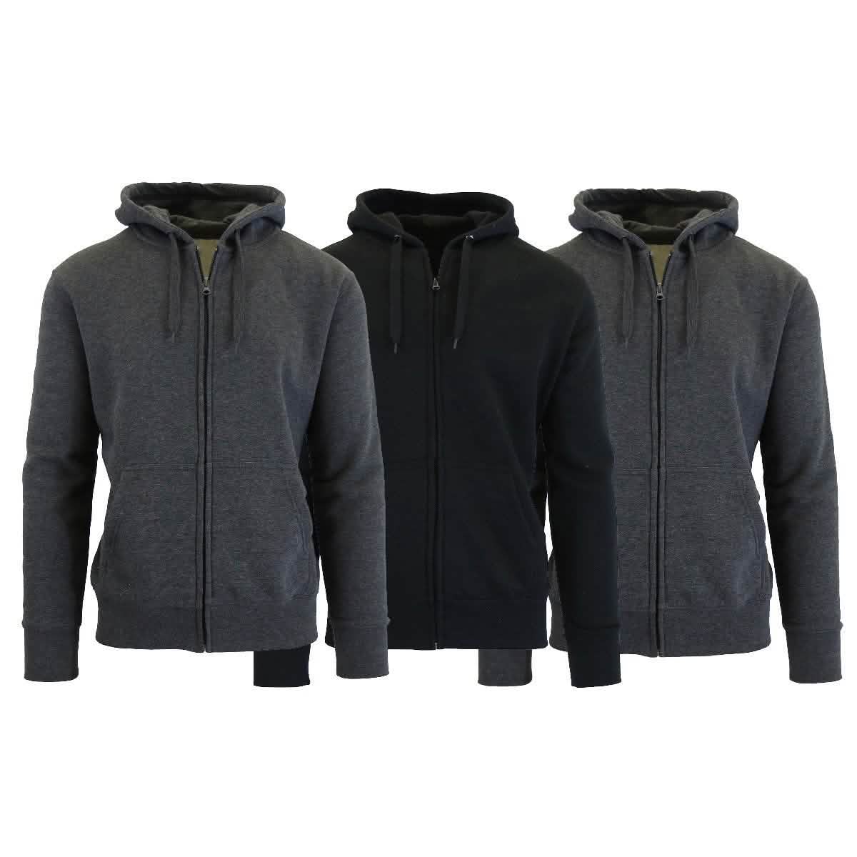 3-Pack Men's Slim-Fit Fleece-Lined Zip Hoodie DailySale