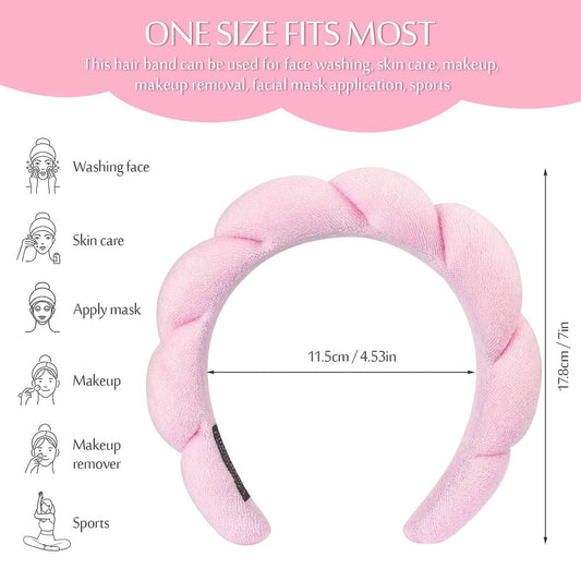 3-Pack: Puffy Terry Towel Cloth Fabric Sponge Face Wash Head Band DailySale