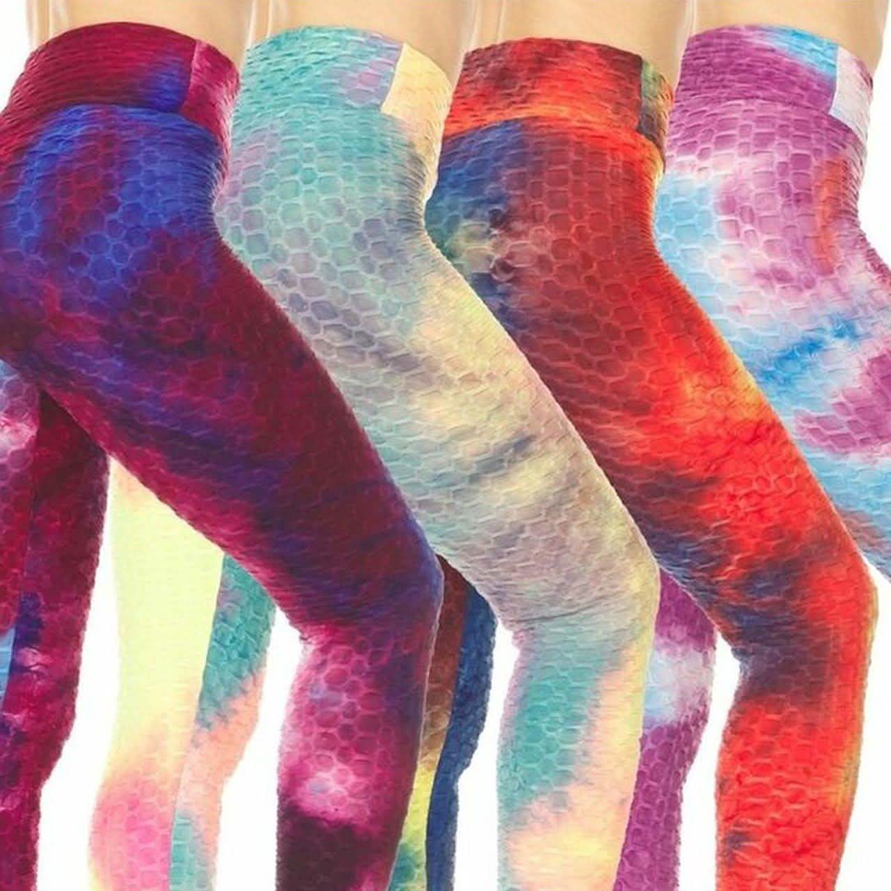 3-Pack: Women's Tie Dye Ruched High-Waist Leggings DailySale