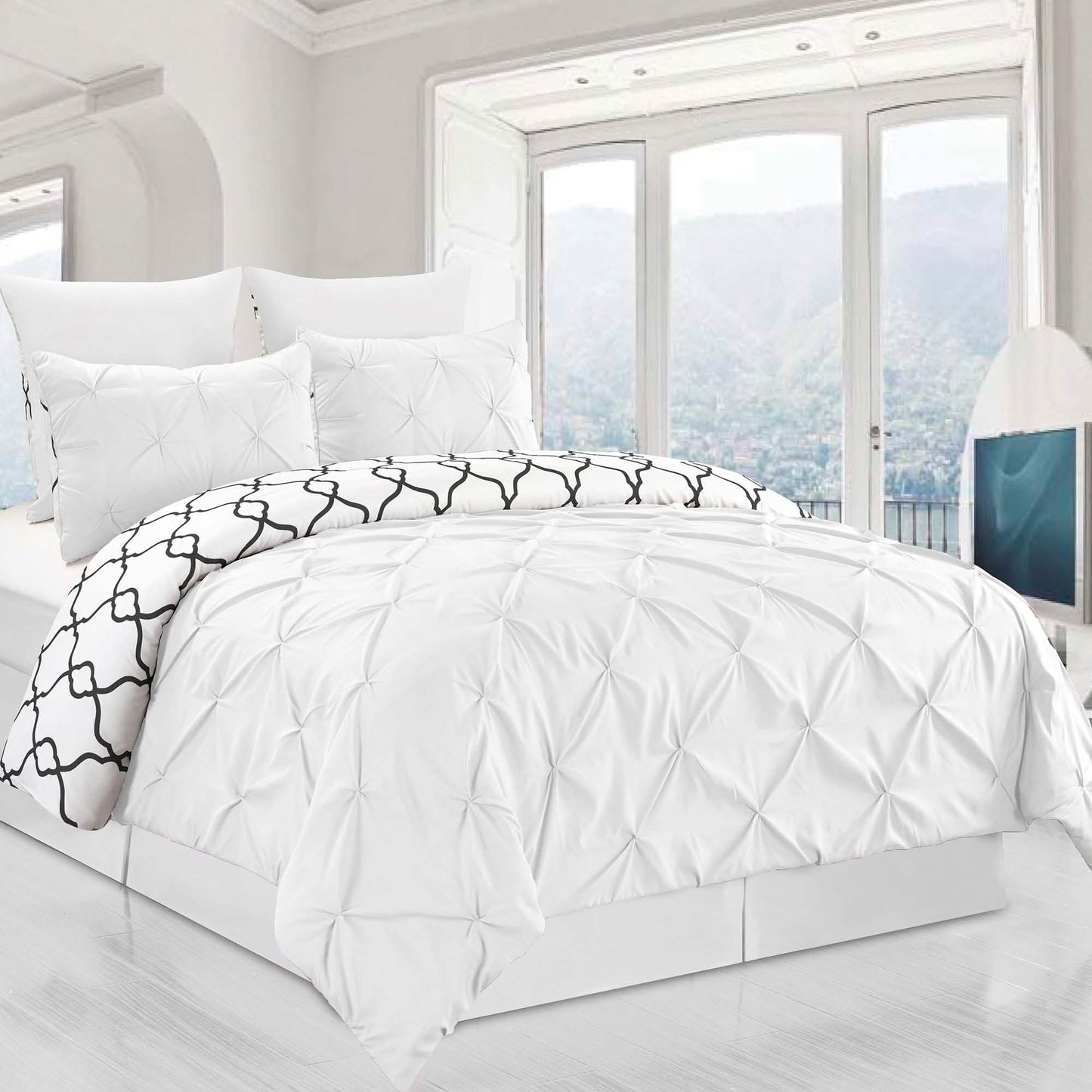 3-Piece Set: Reversible Premium Pintuck Duvet Cover and Shams DailySale