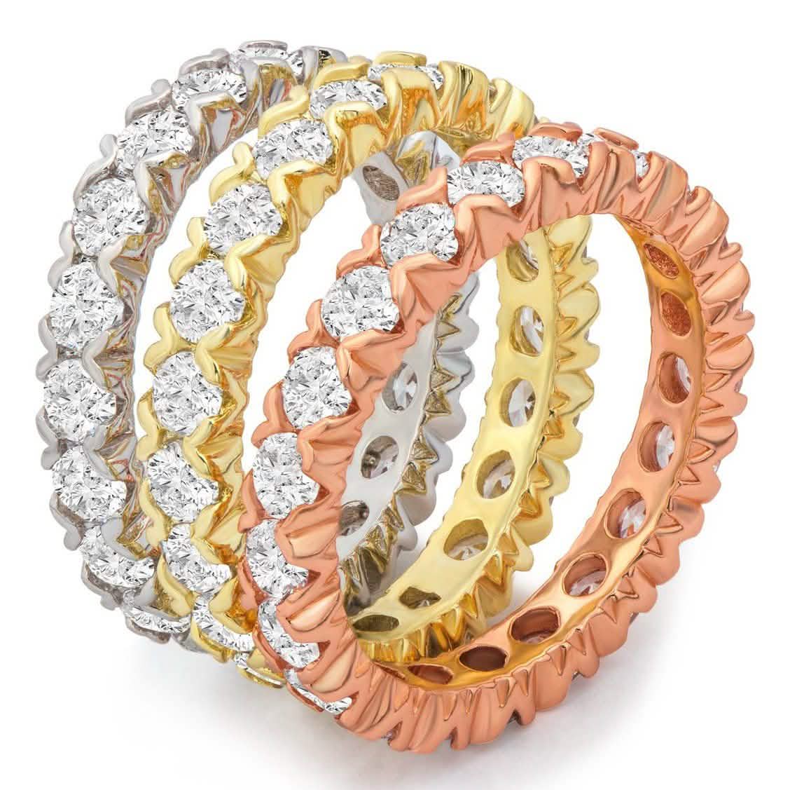 3-Piece Set: Tri-Color Eternity Band Set DailySale